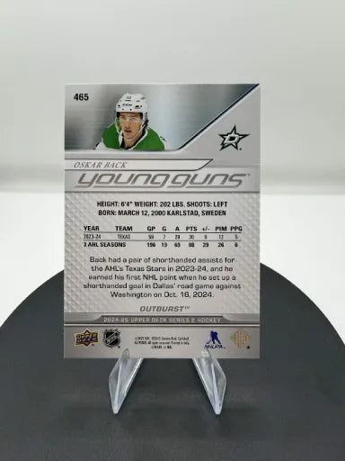 Oskar Back Young Guns Outburst Silver #465 2024-25 Upper Deck Series 2 Rookie RC