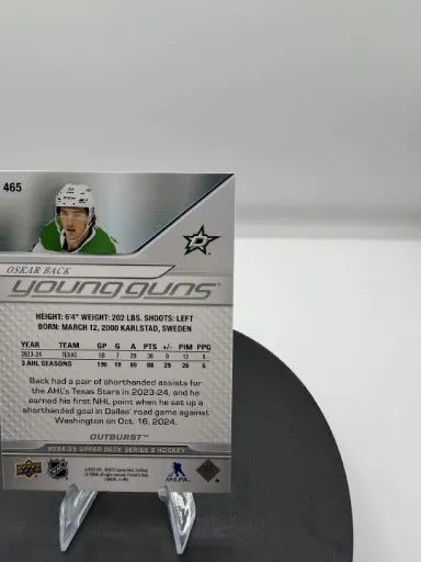 Oskar Back Young Guns Outburst Silver #465 2024-25 Upper Deck Series 2 Rookie RC