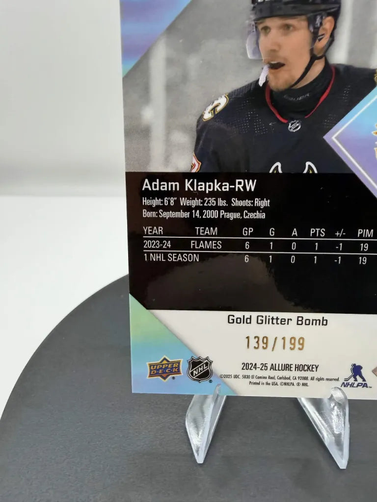 Adam Klapka Rookie Gold Glitter Bomb /199 2024-25 Upper Deck Allure #149