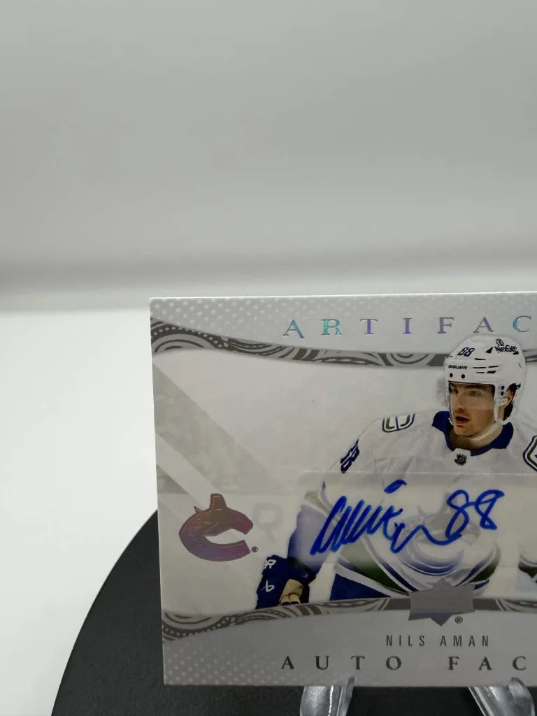 Nils Aman Auto Facts Autograph 2024-25 Upper Deck Artifacts #AF-NA Canucks