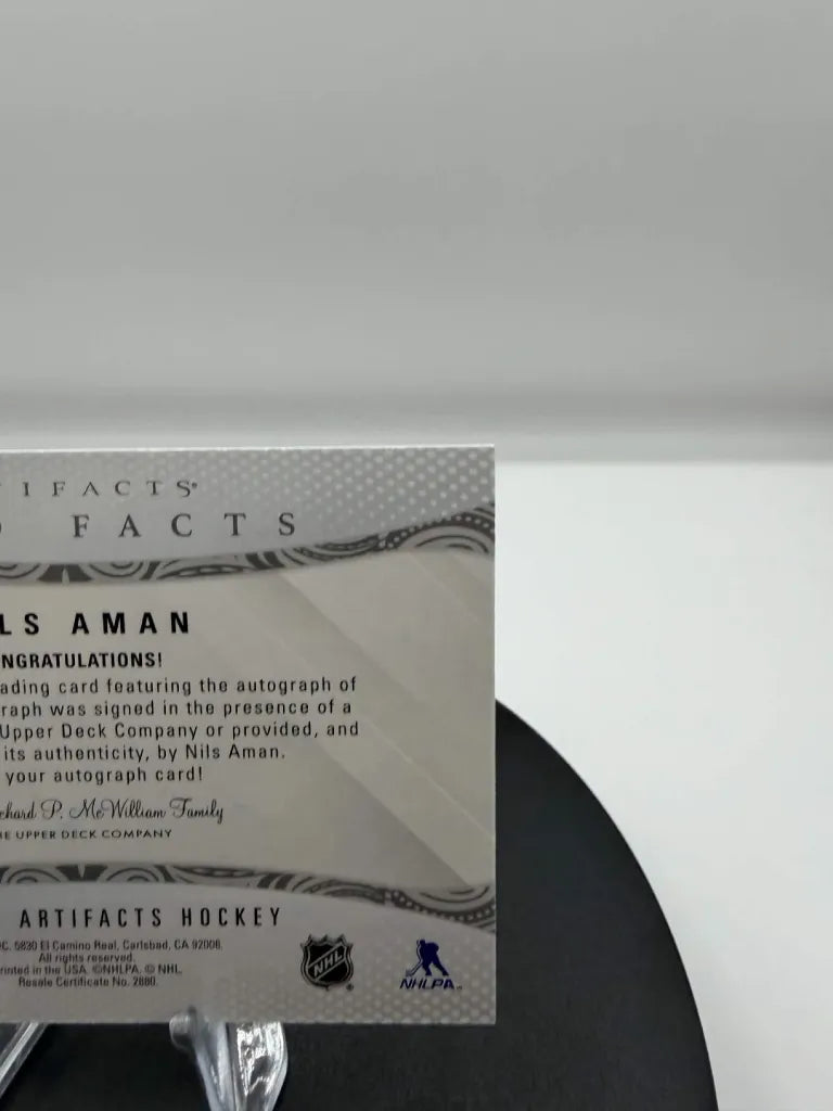 Nils Aman Auto Facts Autograph 2024-25 Upper Deck Artifacts #AF-NA Canucks