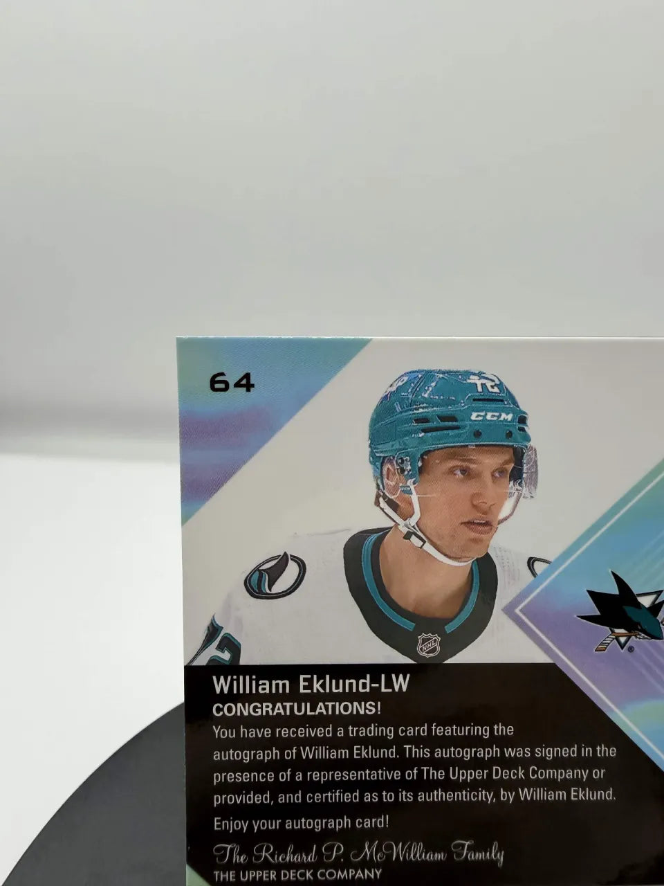 William Eklund Red Rainbow Auto #64 2024-25 Upper Deck Allure Sharks Autograph