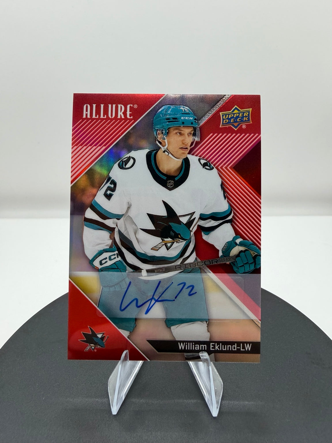 William Eklund Red Rainbow Auto #64 2024-25 Upper Deck Allure Sharks Autograph